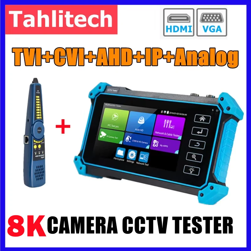 

12MP IPC Tester 8MP/AHD/CVI/TV/SDI CCTV Tester with HDMI VGA Input 5.4in CCTV Monitor for IP Camera Tester CFTV Tester