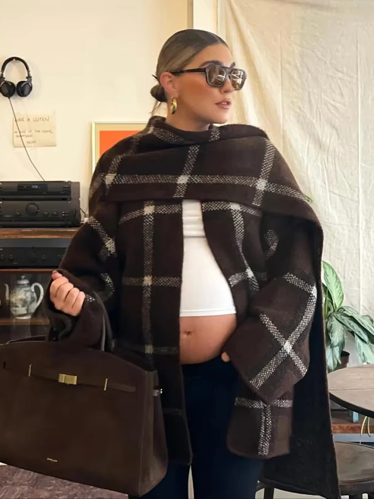 MUJER منقوشة وشاح معاطف للنساء الشتاء مفتوحة معطف طويل المرأة خمر المرأة خندق معطف الشارع الشهير جديد في معاطف وسترات