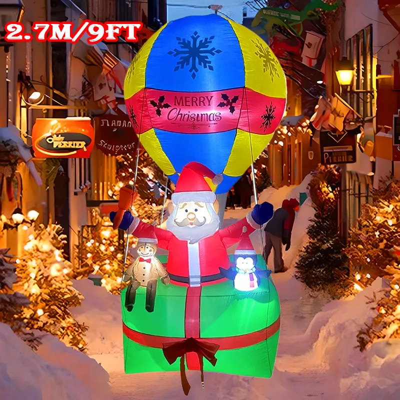 

9FT Christmas Inflatable Toys Decoration Giant Air Balloon Shape Santa Claus Inflatable Model LED Lights Outdoor Xmas Decor Gift