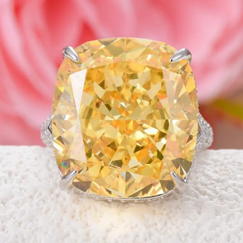 KQDANCE 925 Sterling Silver Sapphire Citrine High Carbon Diamonds Gemstone Wedding Ring For Women Fine Jewelry