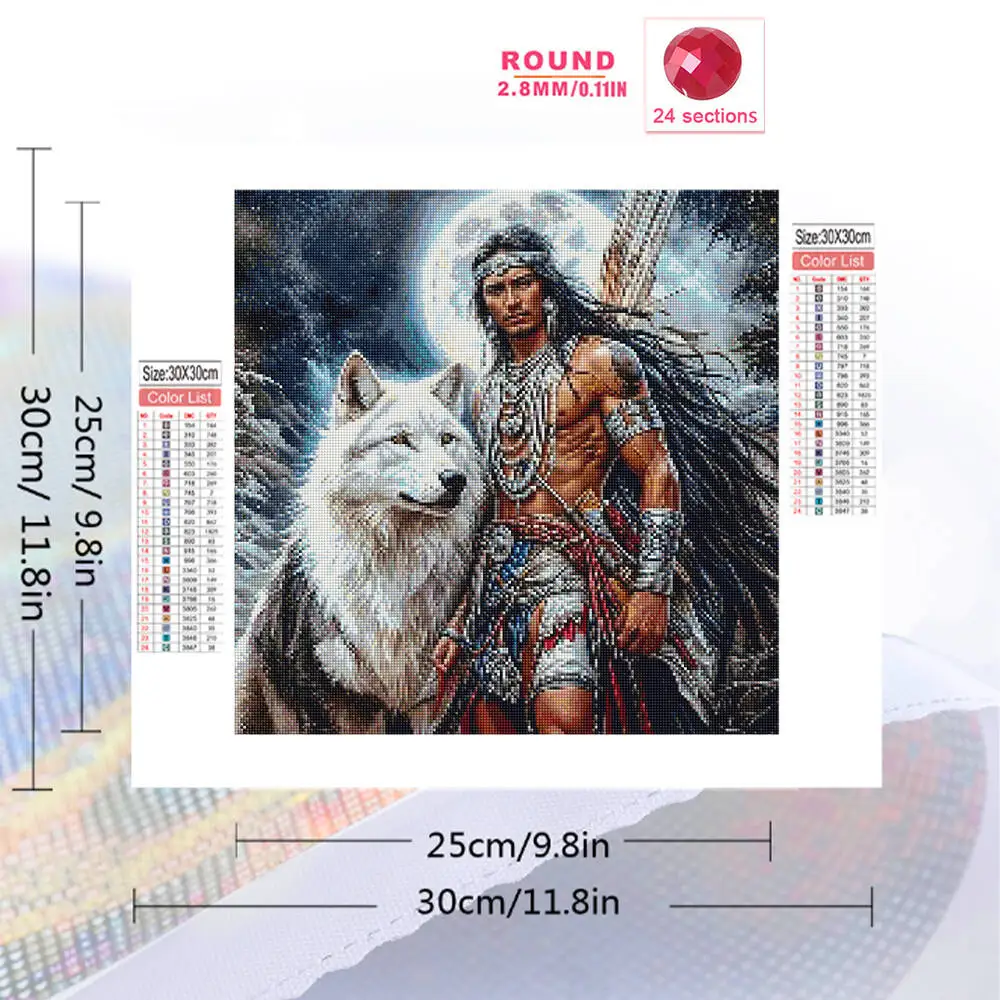 Evershine New Arrival Diamond Mosaic Man Portrait Acrylic Craft Supplies Moon Diamond Painting Wolf Animal Dog DIY Unique Gift