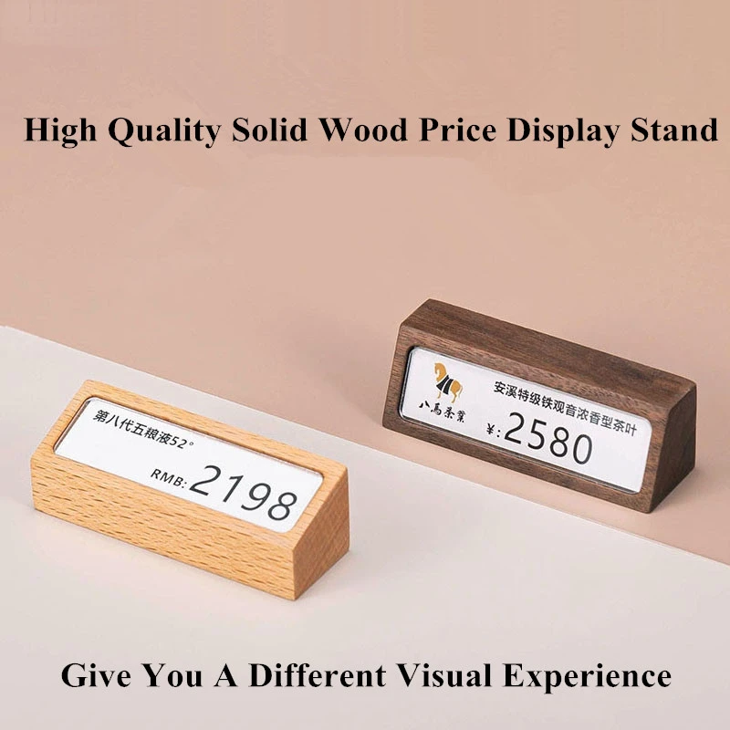 68x18mm Wood Mini Price Label Paper Holder Display Stand Sign Holder Storage Organizer Price Card Tags