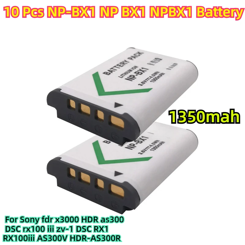 

10 Pcs NP-BX1 NP BX1 NPBX1 Battery For Sony fdr x3000 HDR as300 DSC rx100 iii zv-1 DSC RX1 RX100iii AS300V HDR-AS300R