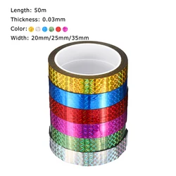Cinta adhesiva decorativa metalizada holográfica, cinta de prisma de 20/25/35mm x 50m, arte DIY, papelería de envoltura