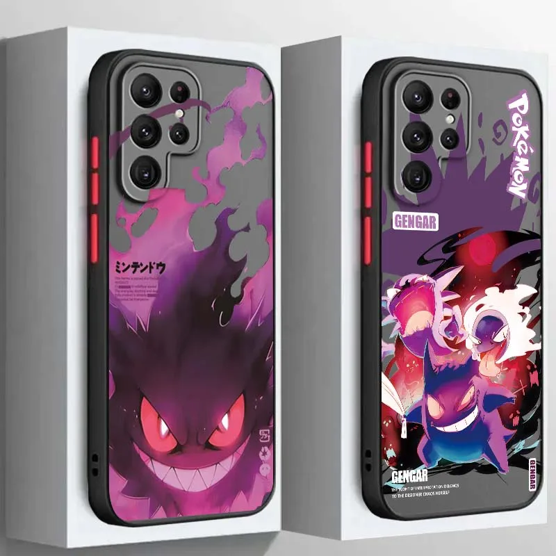 

Cartoon P-Pokemones G-Gengars For Samsung Galaxy S25 S24 S23 S22 S21 S20 S10 S9 Ultra Plus FE 5G Frosted Translucent Phone Case