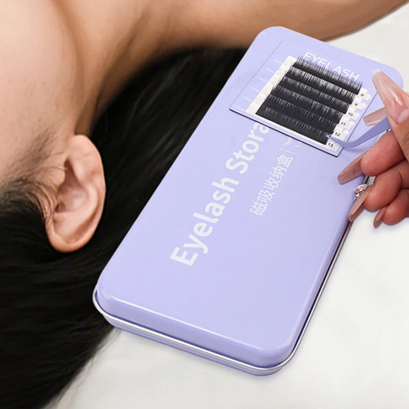 Empty Magnetic False Eyelash Storage Box With Diskettes Tweezers False Eyelash Holder Case Container Travel Pallet Lash Holder