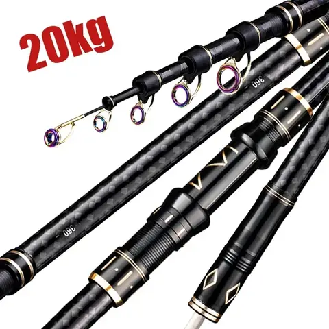 2.1m-4.5m 텔레스코픽 낚싯대 여행 서핑로드 스피닝 파워 10-250g 거리 던지기 폴 고탄소 베이트 캐스팅로드