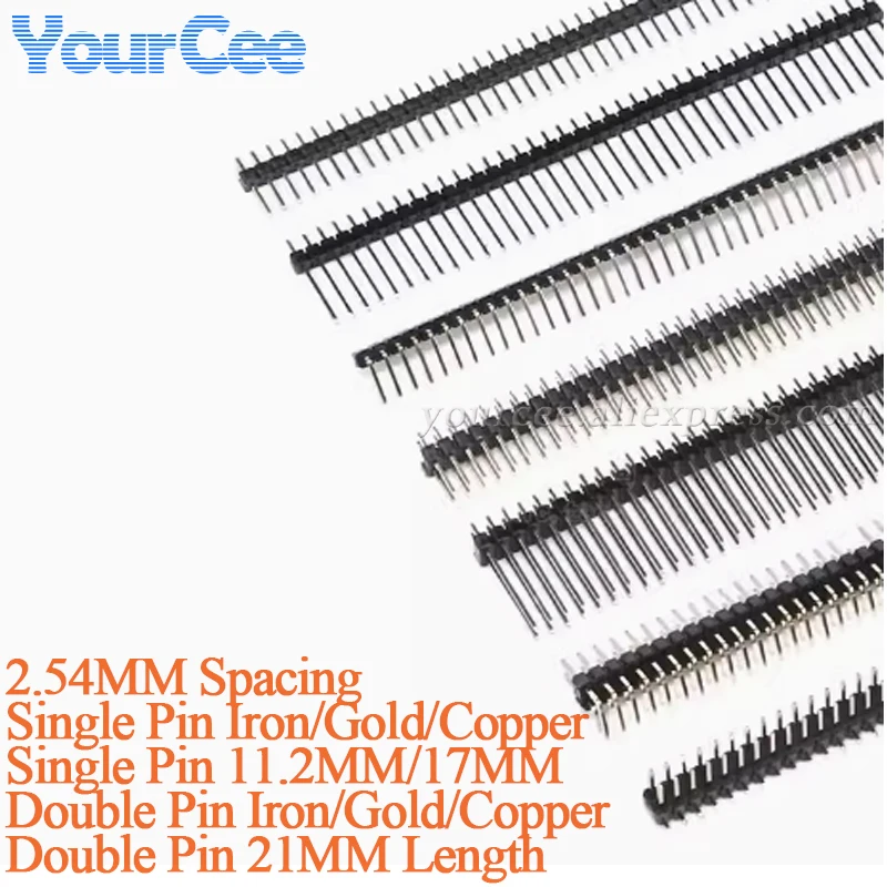 5 sztuk/1 szt. Pojedynczy dwurzędowy pin 2,54 MM odstęp 1X40P 2X40P proste wygięte złącze igłowe zakrzywiona igła specjalna 17 MM 21 MM długość