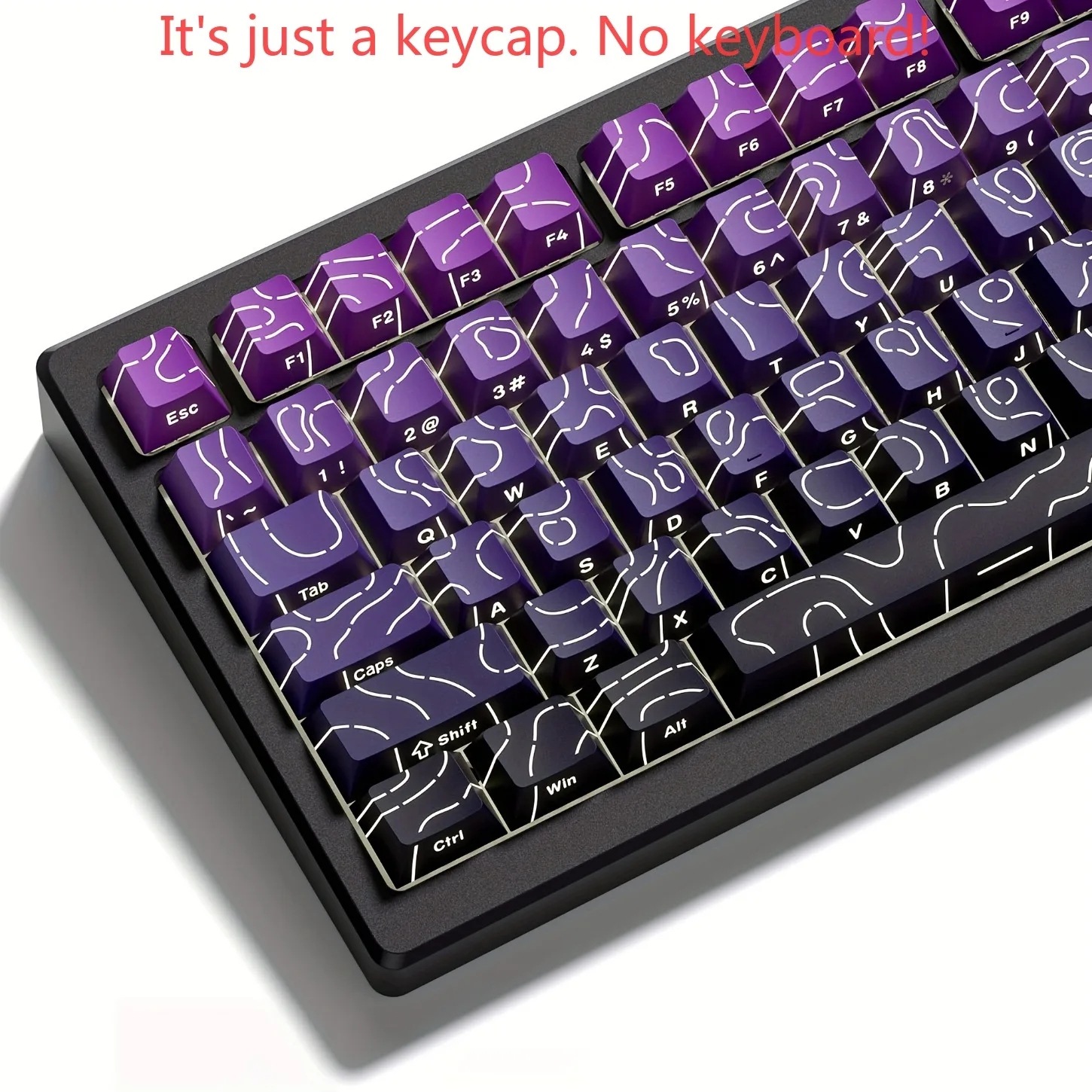 2026 OEM Profile PBT Keycaps 133+ Keys Contour Gradient Crack Pattern Black Purple Side Printed for 61-108 Mechanical Keyboards - view 5