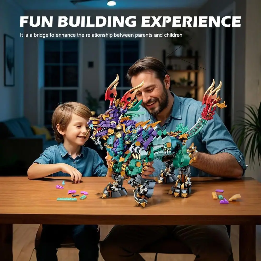 บล็อกตัวต่อยูนิคอร์นเครื่องกลกิริน โชคดี, ชุดของเล่นสะสม 1616 ชิ้นสำหรับผู้ใหญ่, ของขวัญวันเกิดหรือวันอีสเตอร์ที่สมบูรณ์แบบ