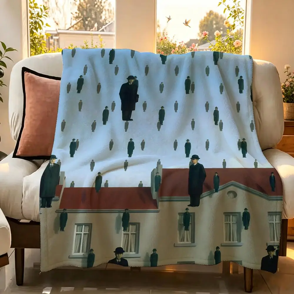 Artist Surreal R-Rene Magritte Throw Flannel Throw Blanket Suitable warm for Sofa、Living Room、Bedroom soft