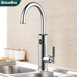 Briwellna Electric Water Heater Kitchen Faucet 2 In 1 With Digital Display Stainless Steel 220V Electric Tap Geyser Robinet