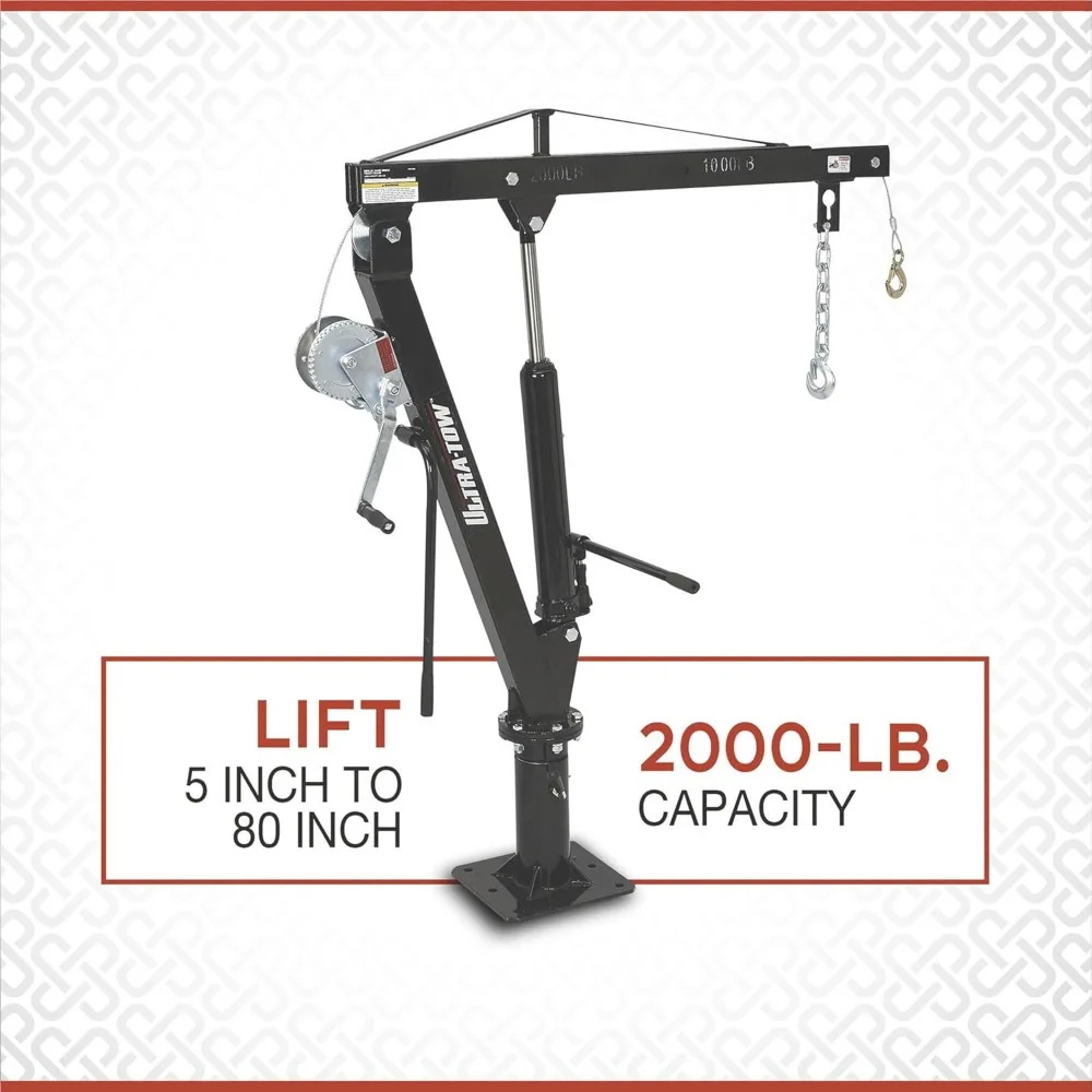 Hydraulic Pickup Truck Crane with Hand Winch - 2000-Lb. Capacity