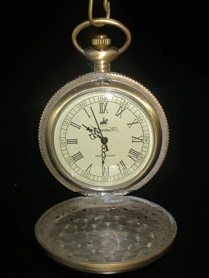 Φ50mm 19 Century Single Opening Copper Mechanical Pocket Watch Normal Working