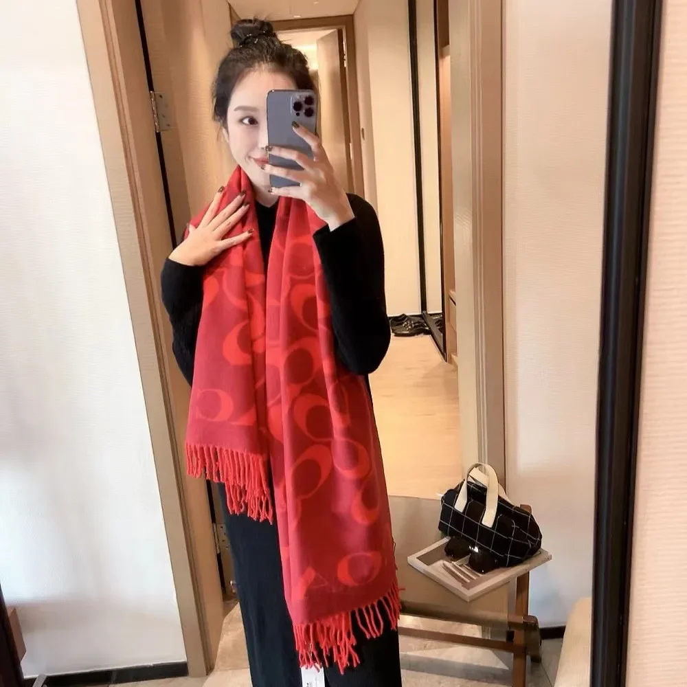 وشاح كشمير طويل فاخر للنساء مزدوج الجوانب شرابة شتاء دافئ عصري متعدد الاستخدامات لف الكتف مغرية لتدفئة الرقبة