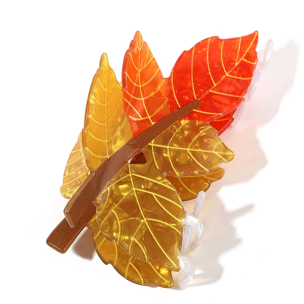 Fashion Maple Leaf Shape Acrylic Hair Clip Claw For Women Girls New Brown Leaves Geometric Hearpin Hair Accessories Tool