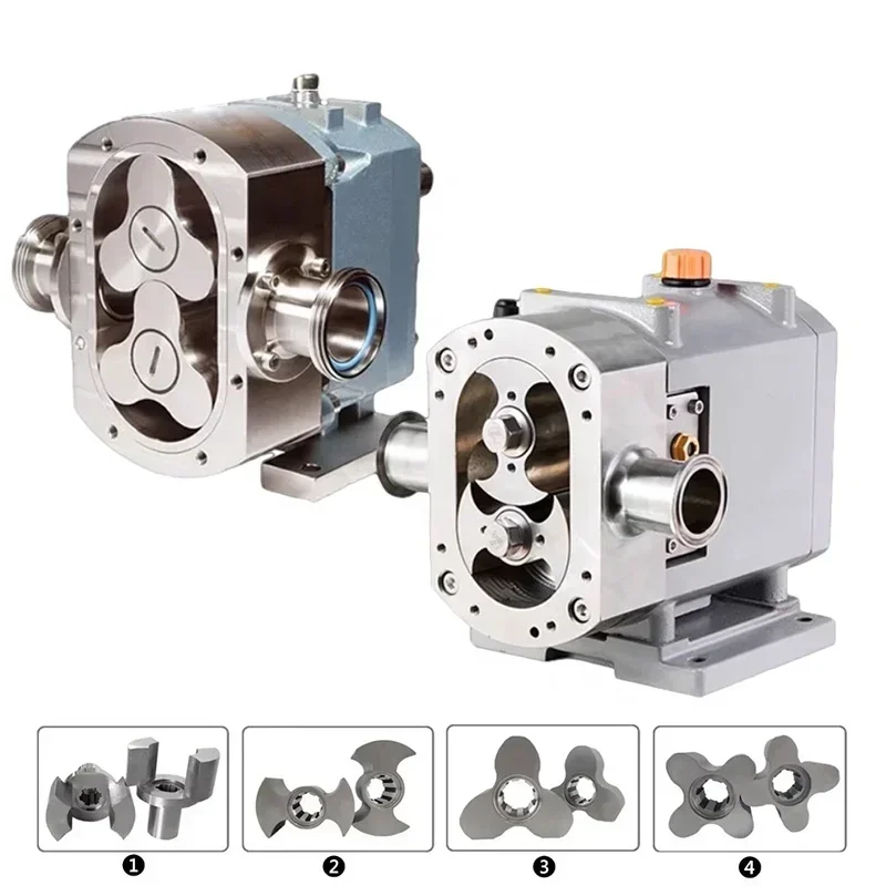 Bomba de rotor lobular de acero inoxidable 316L, estándar sanitario para alimentos, fabricante de bombas de rotor lobular doble de acero inoxidable.
