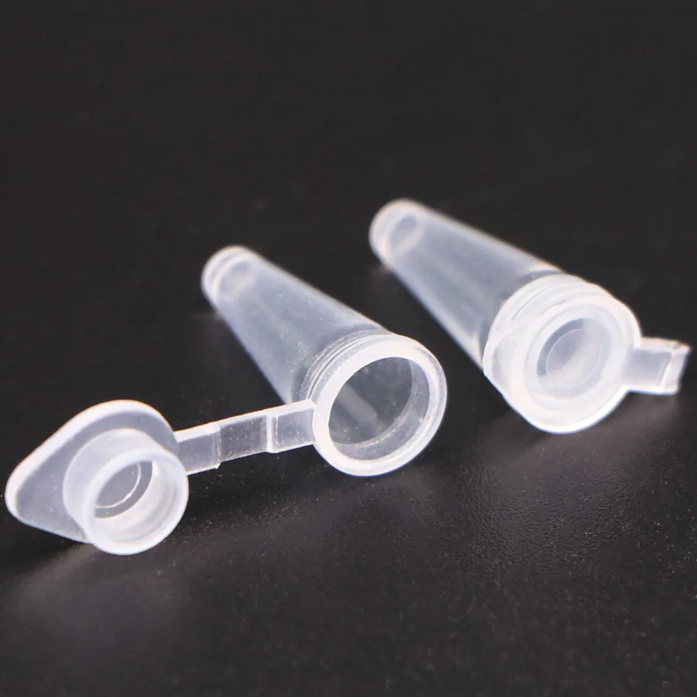 Tube de microcentrifugeuse en polypropylène de 0,1 ml à 100 ml avec bouteille transparente de stockage de jardin de bouchon pour flacon d'échantillon de récipient de test liquide de graines