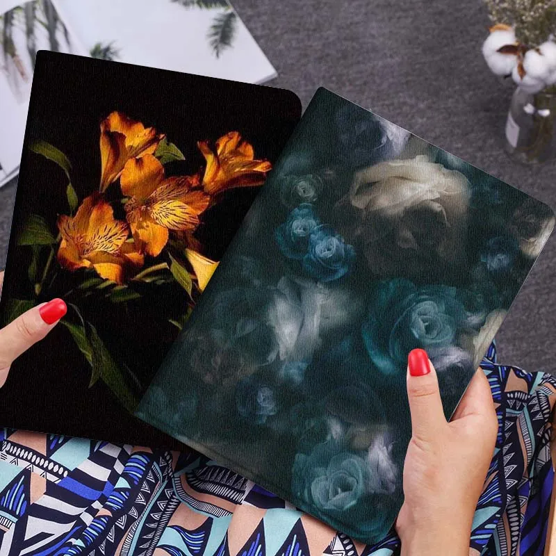 

Vintage Blue Rose Pattern Gift Tablet Case For Lenovo Xiaoxin Legion Pad Tab Pro GT Y700 Gen4 2 11 P11 M10 K10 3rd Plus Gen