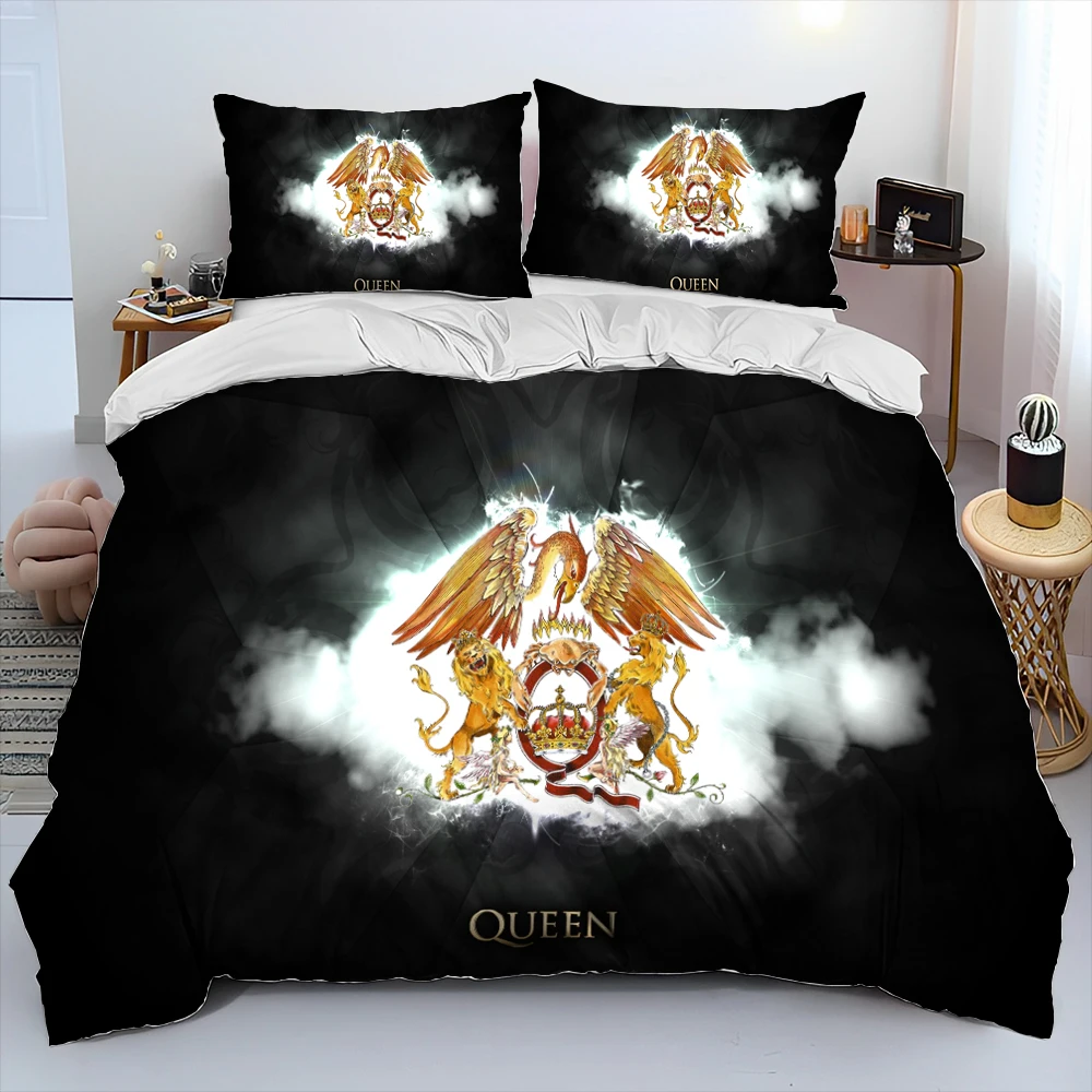 Freddie Mercury Queen-Rock-Band Comforter Bedding Set,Duvet Cover Bed Set Quilt Cover Pillowcase,King Queen Size Bedding Set