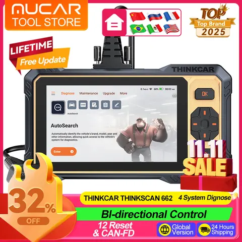 씽카 씽스캔 662 진단기 4 시스템 OBD2 스캐너 액티브 테스트 12 리셋 평생 무료 CANFD 자동 스캔 도구