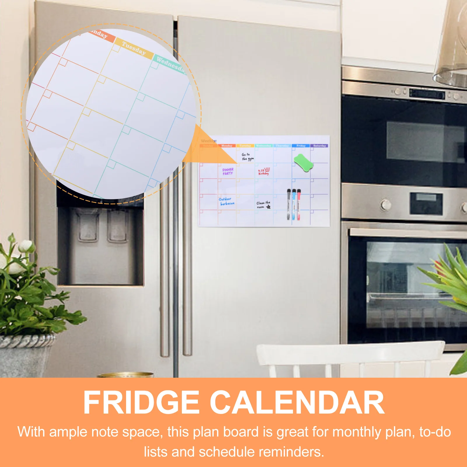 

Premium Magnetic Calendar for Fridge Monthly Dry Erase Planner Whiteboard Family Schedule Tracker Removable Reusable Home