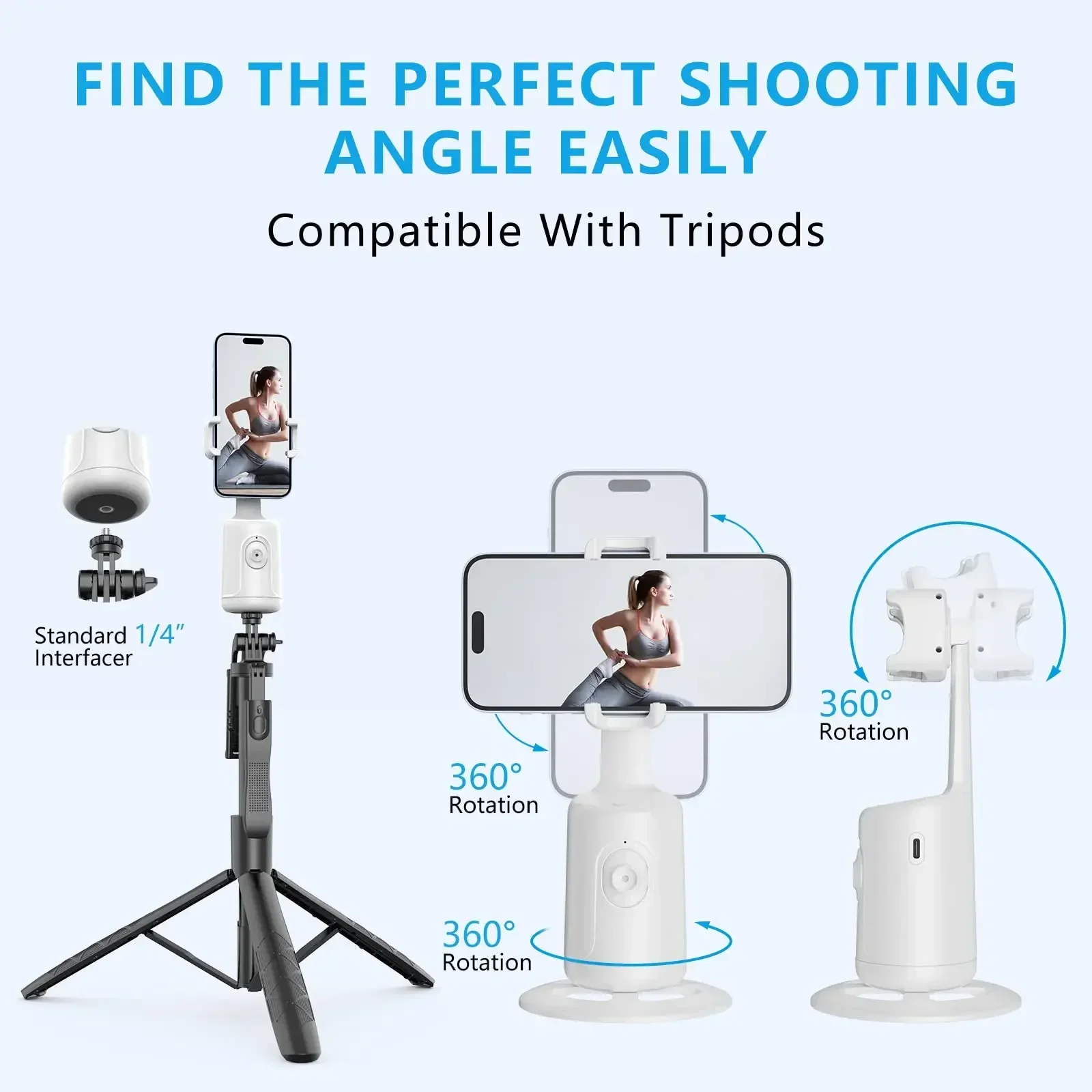 New Mini Selfie Stick Intelligent Ai Automatic Face Tracking Shooting 360 Degree Rotation Follow Live Phone Holder Gimbal