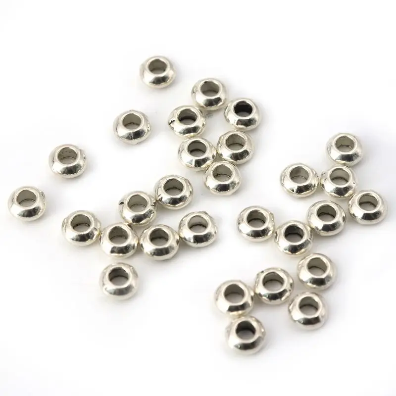100pcs Tibetan Silver Gold Color Metal Big Hole Circle Spacer Loose Beads For Jewelry Making Finding Accessories Wholesale Bulk