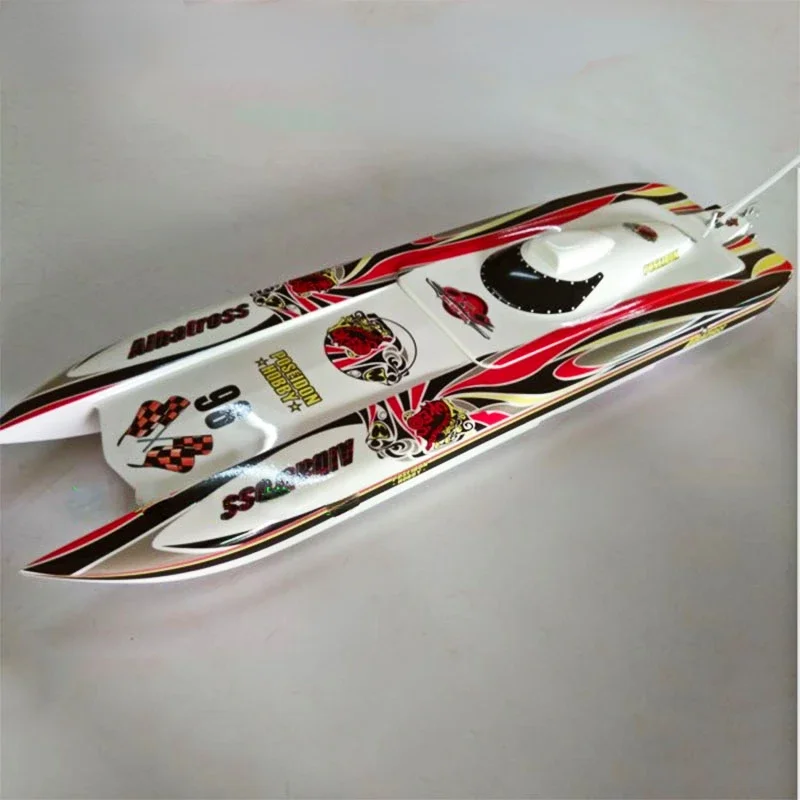 Afstandsbediening Elektrische Kat Boot Model Catamaran Enkele Peddel Rc Speedboot Model Speelgoed Cadeau Glasvezel Romp Hogesnelheidsboot