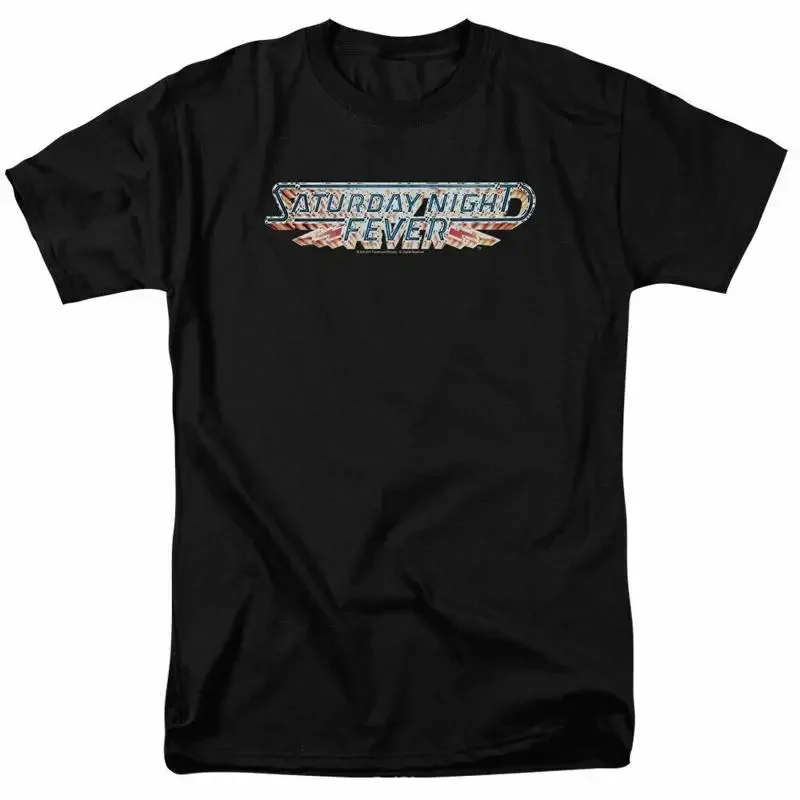 Saturday Night Fever Logo T Shirt Mens Licensed 70s Dance Movie Tony Black