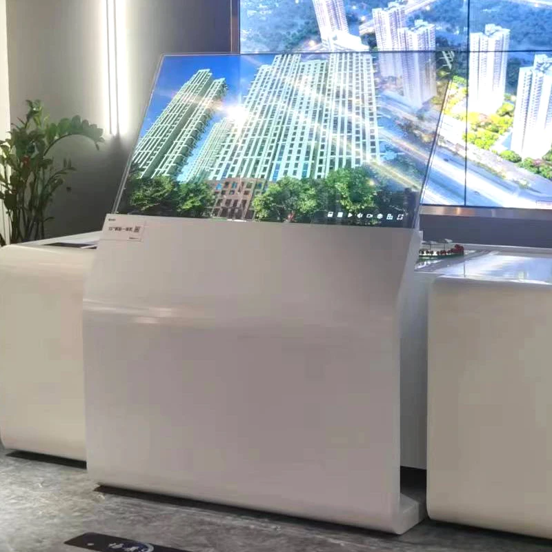 Schermo pubblicitario trasparente bifacciale per segnaletica digitale con display espositivo Oled super sottile da 55 pollici