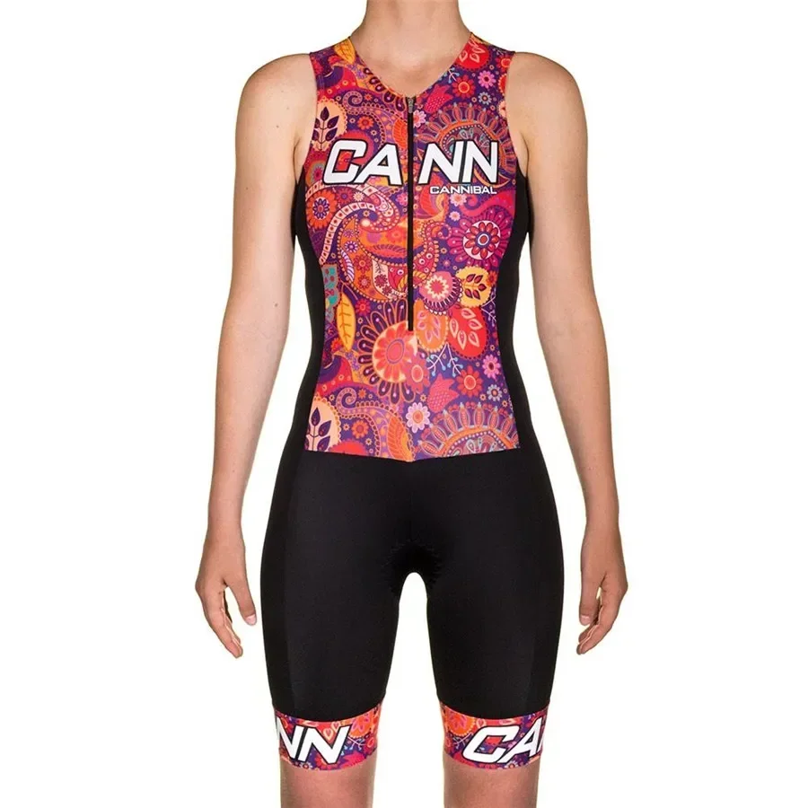 Cannibal Pro Team Women Triathlon Cycling Jersey Sleeveless Skinsuit Jumpsuit Set Maillot Ropa Ciclismo Bike Race Clothes 2021