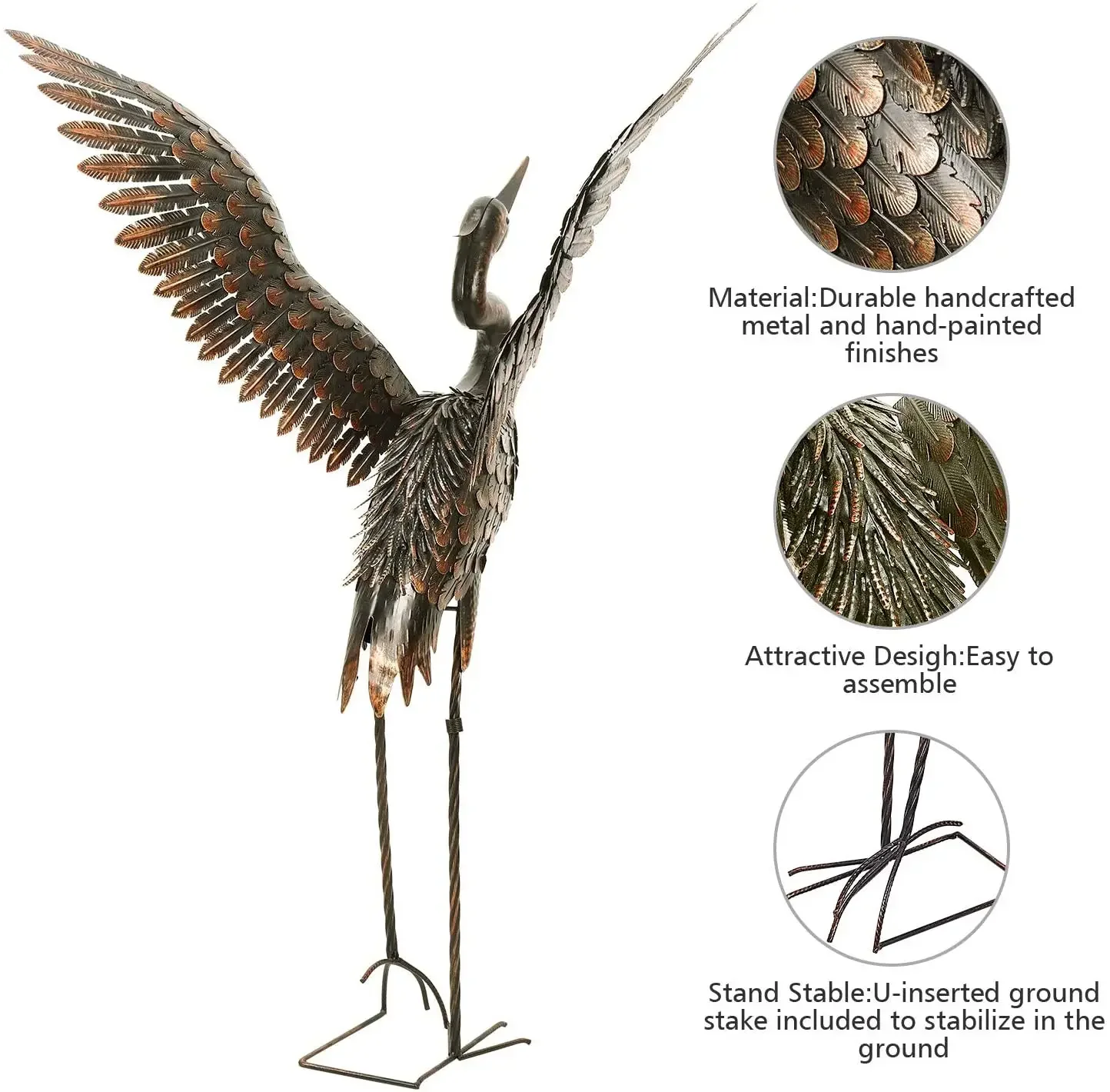 Set of 2 Garden Statue Outdoor Metal Heron Crane Yard Art Sculpture Decoration Stake Animal Ornament supplies