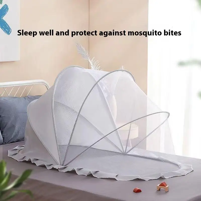 มุ้งกันยุงแบบพับได้ 1 ชิ้น สำหรับเตียงเด็ก ทำจากพลาสติก รูปทรงกระโจม อุปกรณ์เสริมสำหรับเด็ก