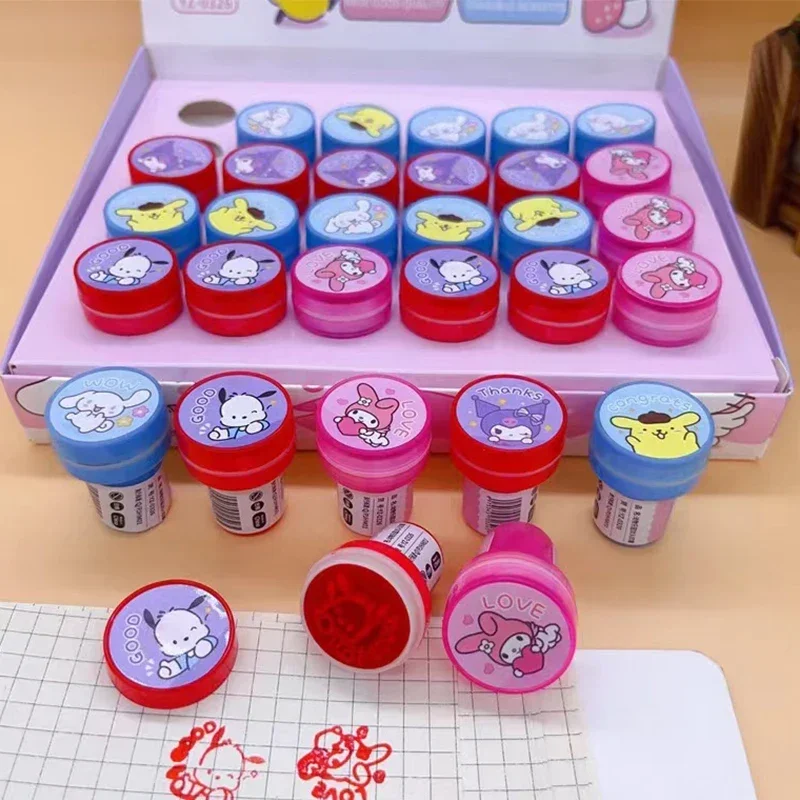 5Pcs Sanrio Cute Stamps mymelody Kuromi Cinnamoroll PomPom Purin Pochacco Stamp School Birthday Gifts