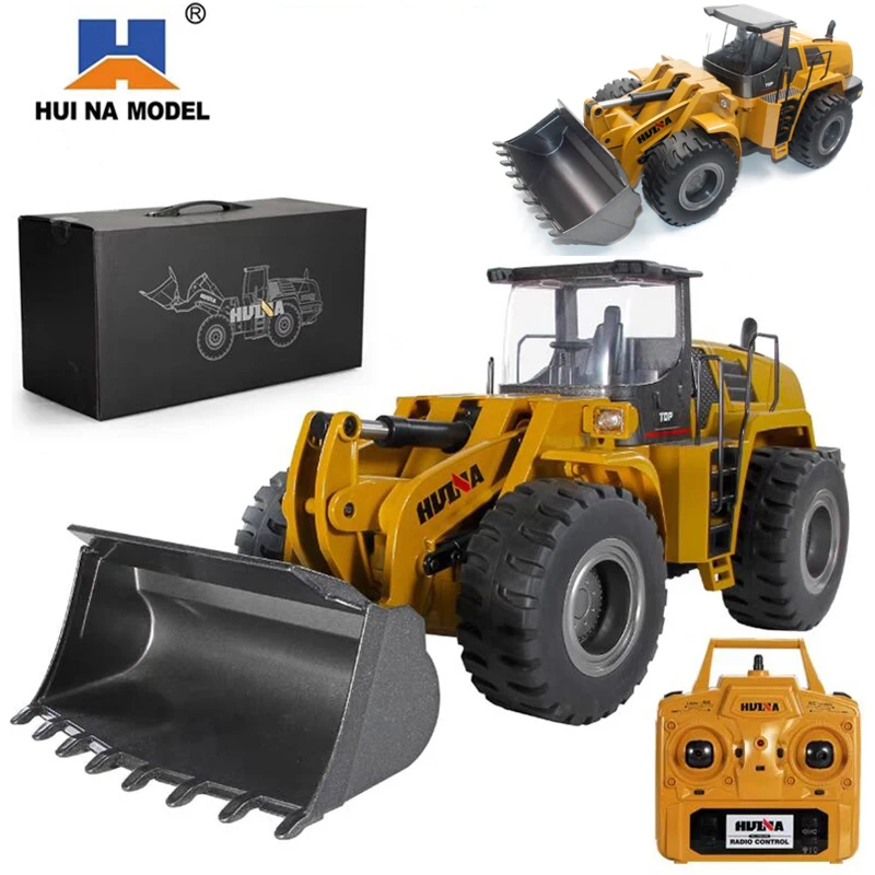 Huina 1583 Heavy Duty 4-drive 2.4g 1:14 Wireless Frequency Control Alloy Body Bulldozer Children\'s Remote Control Toy Car