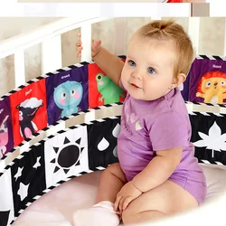 Livro de pano sensorial Montessori para bebê, brinquedos de alto contraste, berço recém-nascido, lençol preto e branco, livros de treinamento, 0-12 meses