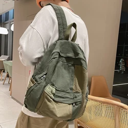 Mochila de lona con paneles para mujer, morral escolar de viaje para chica, bonito para ordenador portátil, Universidad