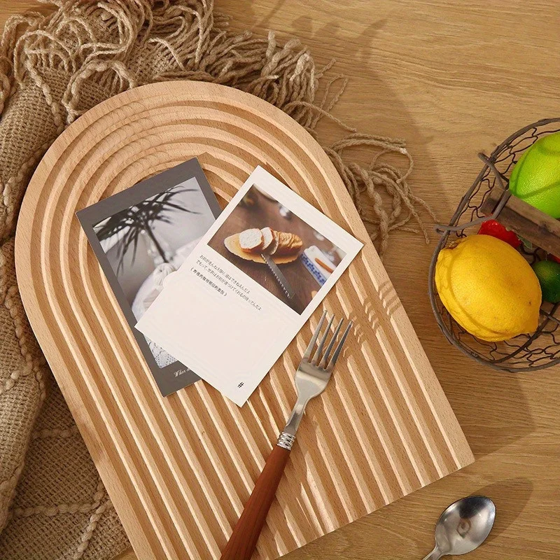 Nordic Style Beech Wooden Chopping Block Bread Dessert Tray Non-slip Cutting Board Storage Organizer Kitchen Home Tool for Cakes