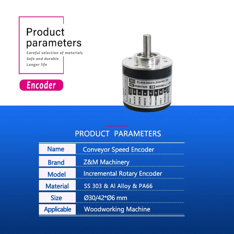 EL40/30 ShaftØ6mm Incremental Rotary Encoder for Edge Bander Woodworking Machine Conveyor Speed Encoder with Italy IC Chips