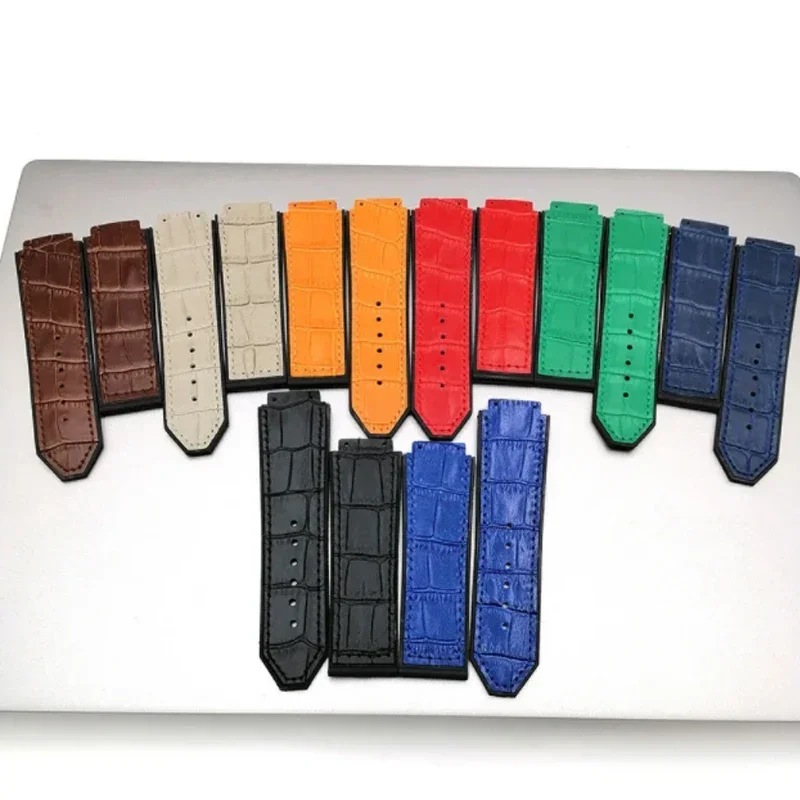 Genuine leather Watch Strap For HUBLOT Big Bang Series Bottom silicone Watch Bracelet Watch accessories 25mm*19mm