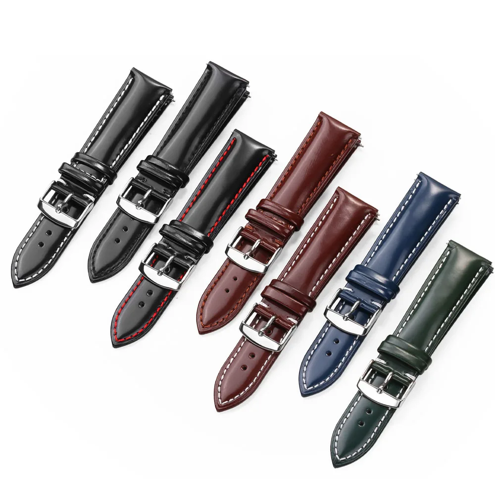 خياطة جلد البقر حزام لأوميغا 20 مللي متر 22 مللي متر لسوار المعصم ل Seiko البولندية خمر حزام ساعة جلدية للمواطن