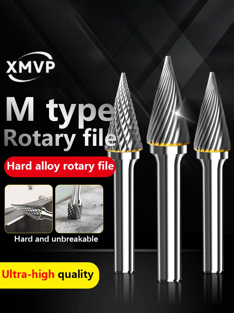 Alloy rotary file tungsten steel grinding head M-shaped conical pointed head reaming drill metal woodworking engraving grinding