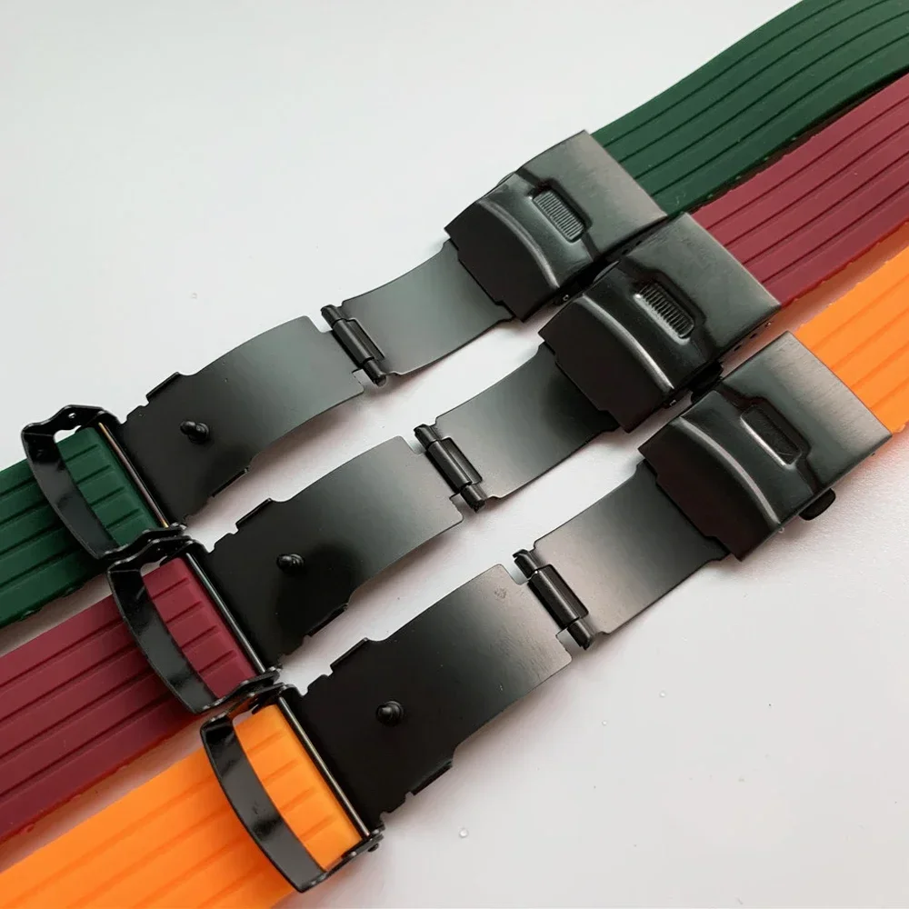 ل 18/ 20 مللي متر 22 مللي متر 24 مللي متر الرياضة ساعات سيليكون الفرقة العالمي مطاط مقاوم للمياه للطي مشبك حزام سوار إكسسوارات ل Seiko