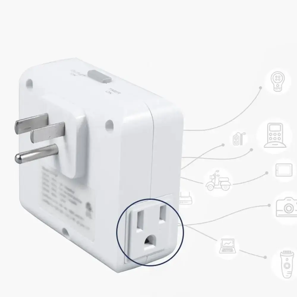 24-Hour Cycle Mechanical Timer 15A 1250W High-power Plug-in Timer Overload Protection 30-Minute Intervals Outlet Timer