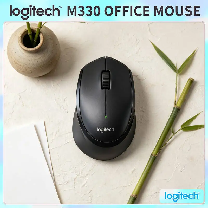 

Logitech M330 Silent Cordless Mouse 2.4G USB Receiver Right-Hand Grip Firm Quick for Office PC Mac Laptop Desk Space