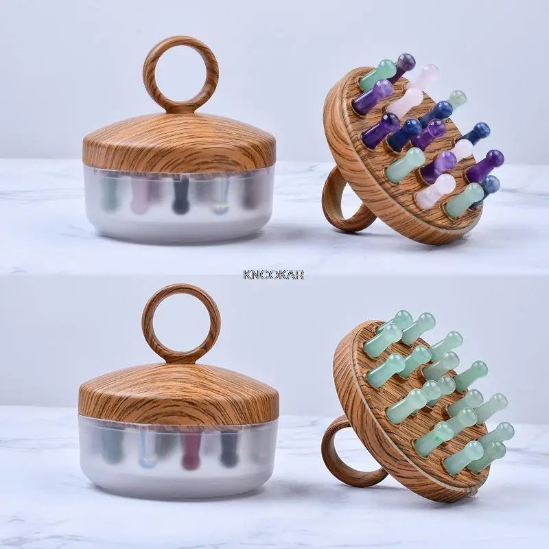 1Pc Colorful Jade Wood Grain Massage Comb for Scalp Relaxing Dredging Meridians Relieving Fatigue Exquisite Small Comb