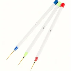 3Pcs/Set Nail Art Brushes for Manicure Gel White Handle Soft Head Drawing Dotting Stripe Pattern DIY Creative Craft Nail Art Pen
