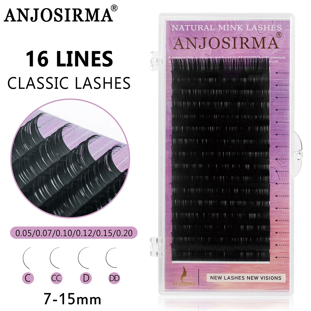 

ANJOSIRMA 16Rows thickness 0.05 to 0.25 C/CC/D/DD Faux mink eyelashes individual lashes soft eyelash extension False eyelash