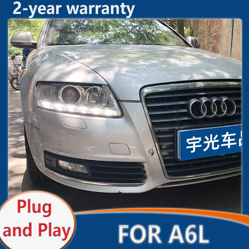 For A6 Headlights  A6L C5 C6 LED 2005-2011 Headlight LED DRL Hid Option Bi Xenon Head Lamp Auto Accessories